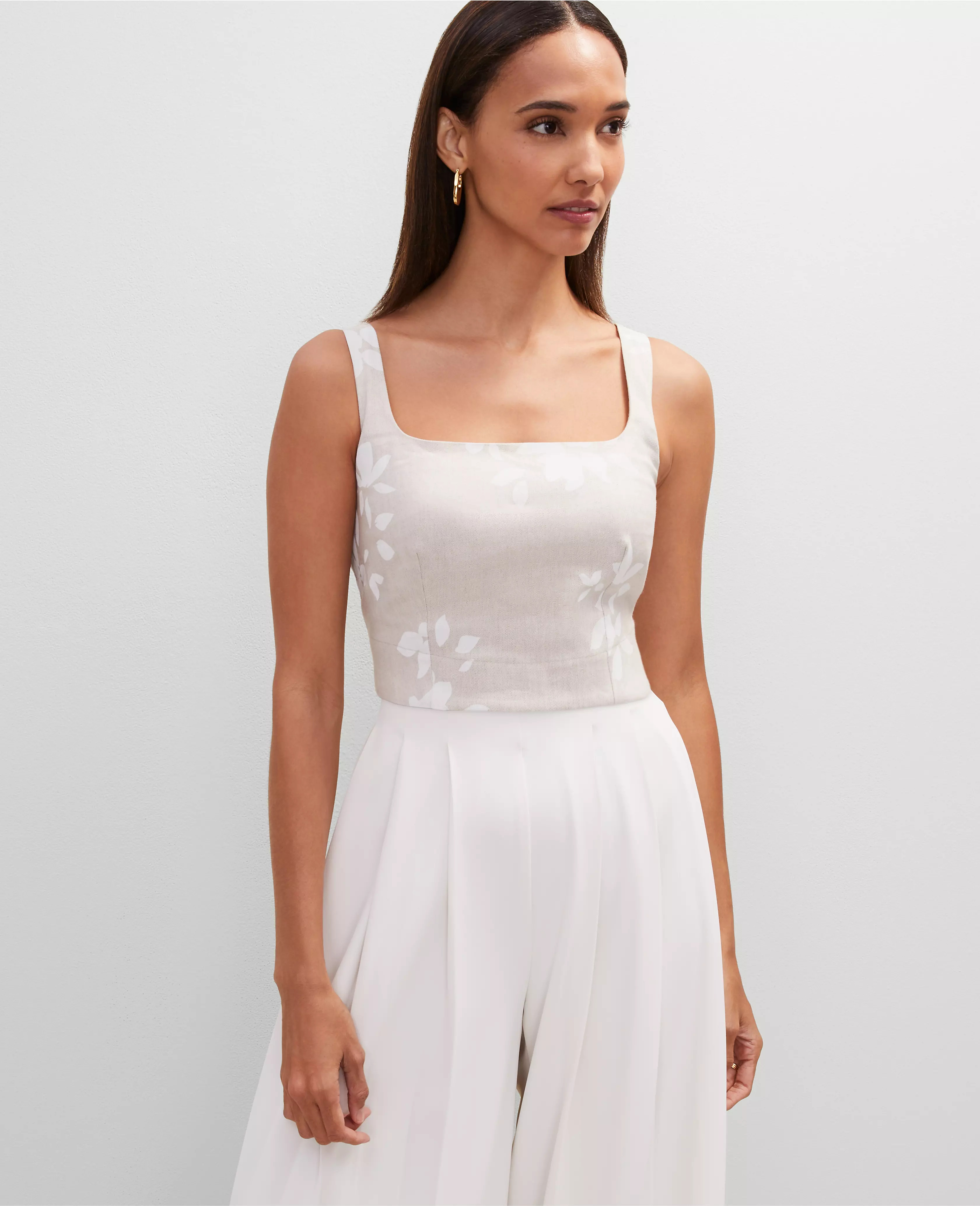 Floral Linen Blend Tank Top | Ann Taylor
