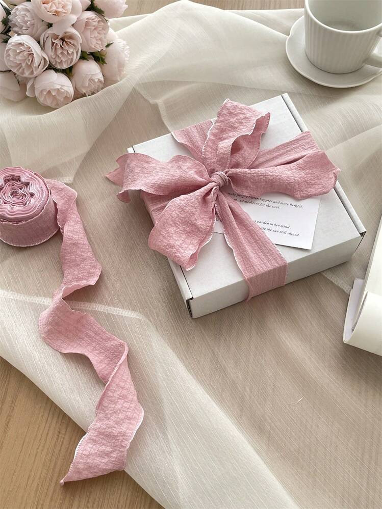 4cm Mother's Day, Valentine's Day, Women's Day Deluxe Elastic Ruched Silk Ribbon With Bubble Pleats, Cake Box Birthday Gift Wrapping Ribbon, Gift Wrapping, Ribbon Weaving, DIY Bow, Flower Bouquet, Gift Wrapping, Flower Arrangement Satin Ribbon Back To School Valentine Day | SHEIN