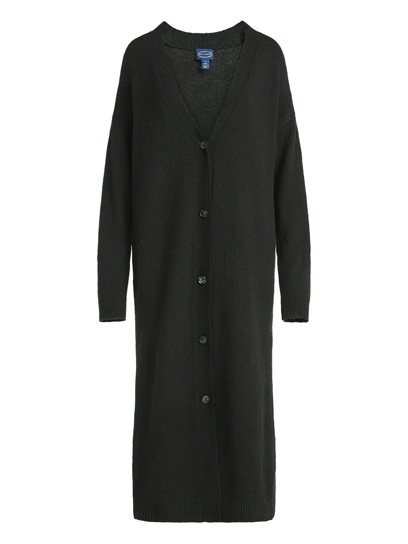 Scoop Women's and Women's Plus Button Front Maxi Cardigan Sweater, Midweight, Sizes, XS-4X | Walmart (US)