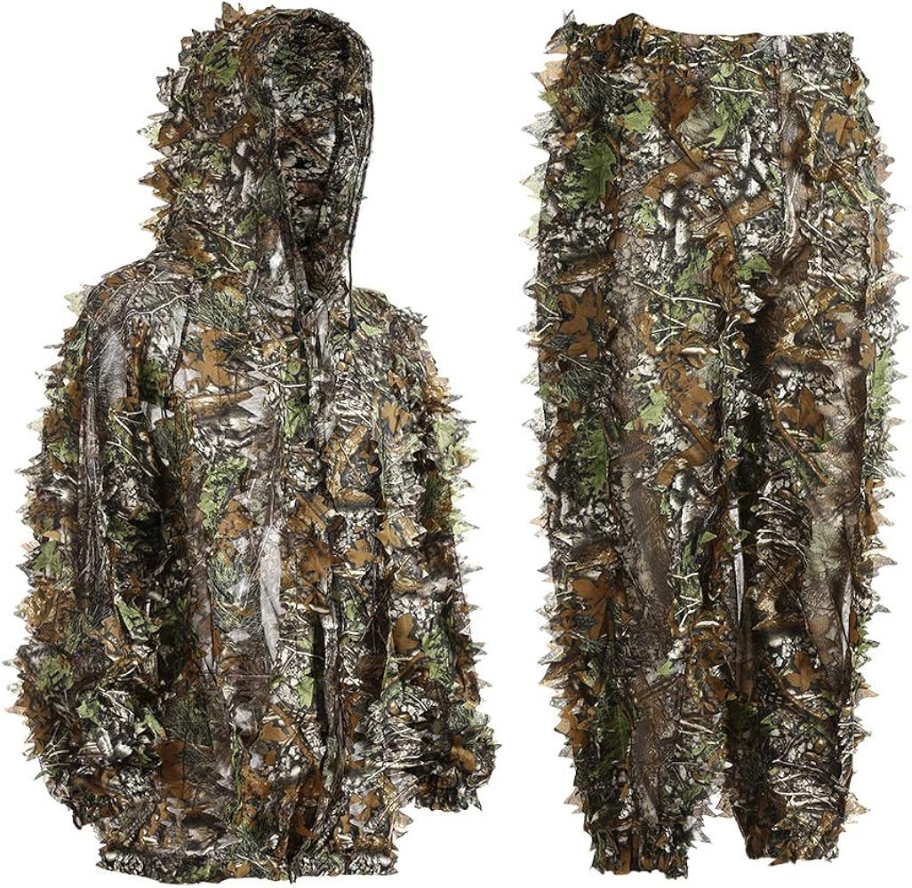 Ghillie Suit Gilly Hunting Suits Pants 3D Leaf Camo Camouflage Coveralls Youth Adult Lightweight ... | Amazon (US)