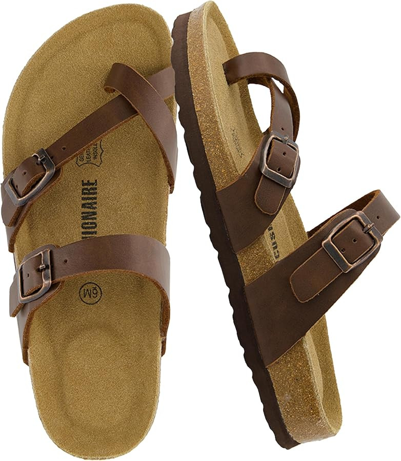 CUSHIONAIRE Luna Sandals for Women, Cork Footbed Womens Sandals for Summer Comfort with Adjustabl... | Amazon (US)