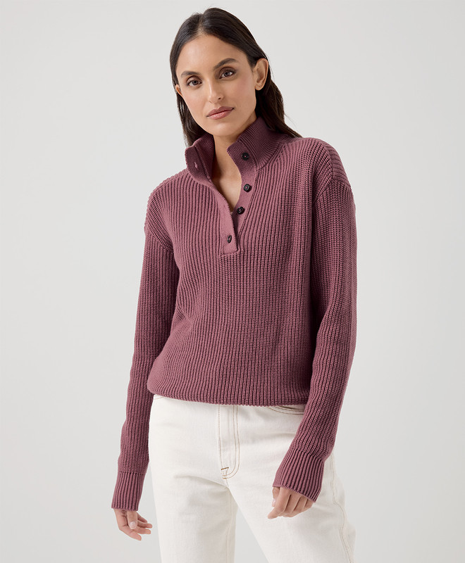 Women’s Luxe Knit Henley Sweater made with Organic Cotton | Pact | Pact Apparel