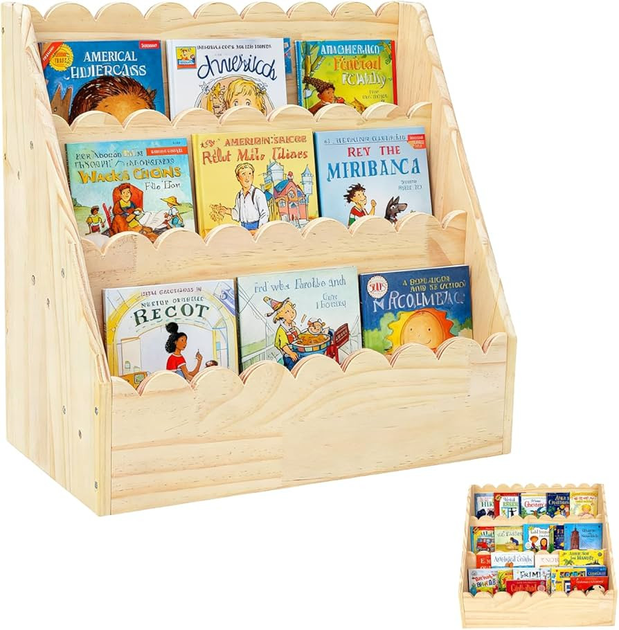 Kids Bookshelf-3-Tier Wooden Book Shelf for Kids Rooms(17.72*16.54*10.63inch),Nursery&Toddlers Mo... | Amazon (US)
