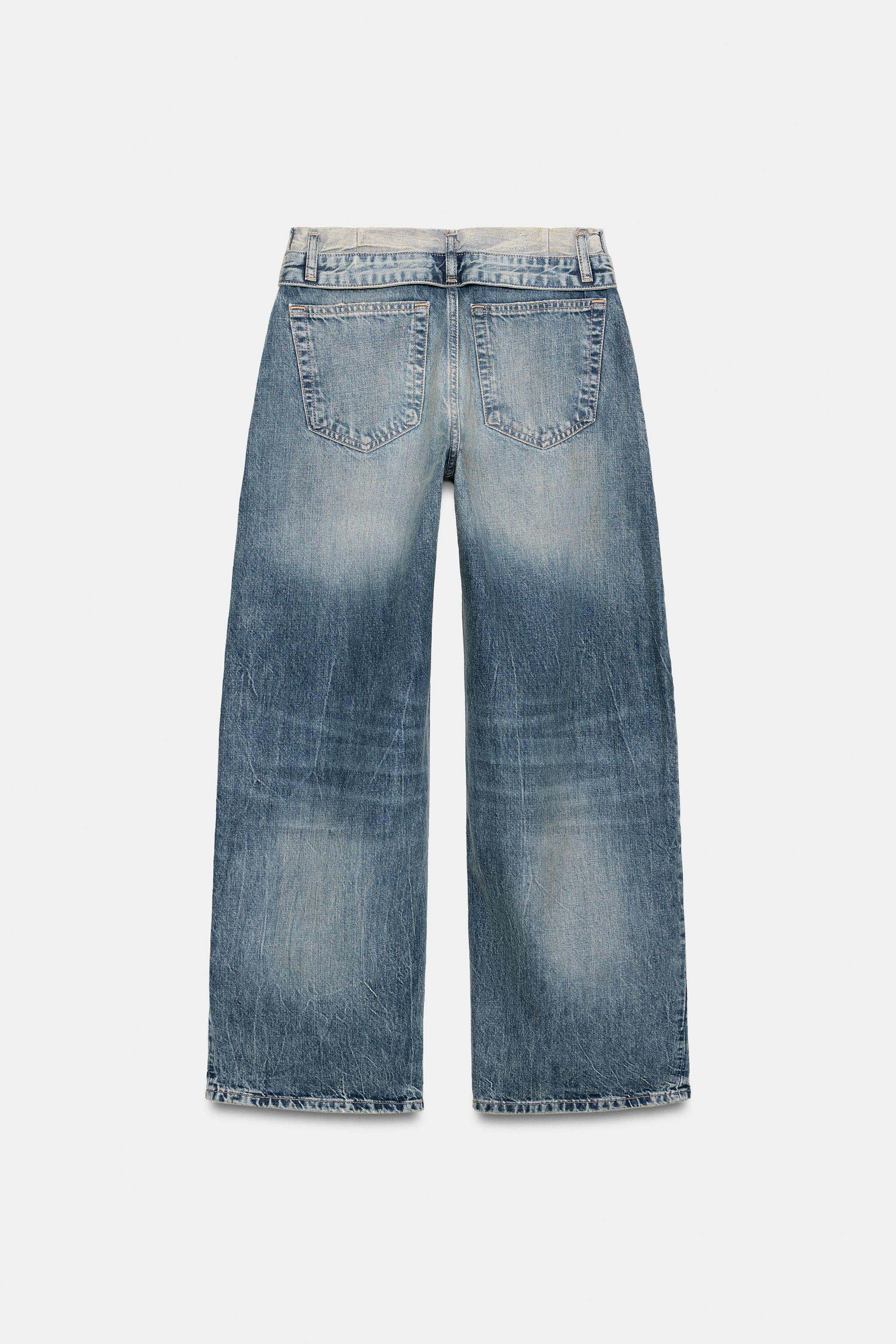 JEAN TRF TAILLE MI-HAUTE \u00c0 CEINTURE PLI\u00c9E | Zara FR