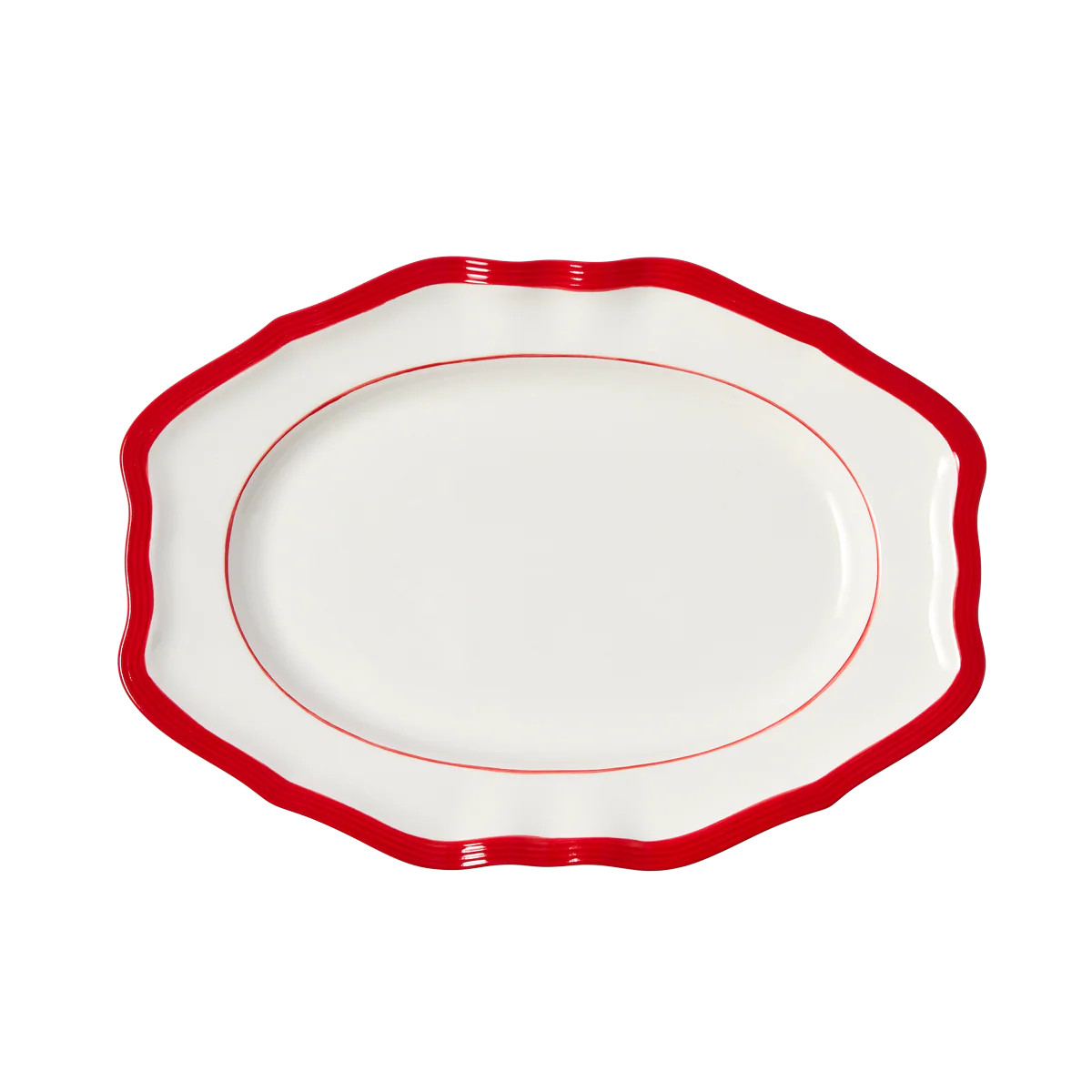 Red Soft Scallop Embossed Platter | In The Roundhouse
