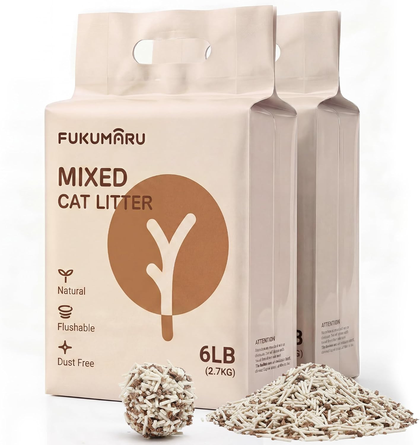 FUKUMARU Tofu Cat Litter, 12 LBS Clumping Cat Litter, Dust Free, Natural, Unscented, Flushable, L... | Amazon (US)
