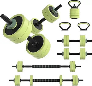 Adjustable Dumbbell Set 22/42/62LBS, 4-in-1 Free Weight Dumbbell Set Used as Kettlebell, Barbell,... | Amazon (US)
