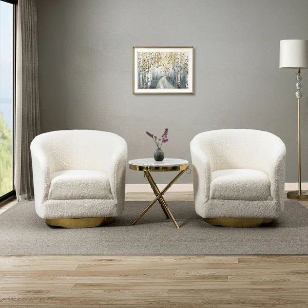 Denoila Upholstered Swivel Barrel Chair (Set of 2) | Wayfair North America