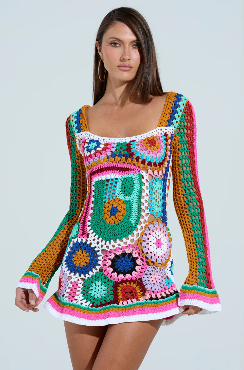 CROCHET ALL DAY COLORBLOCK MINI DRESS | AKIRA