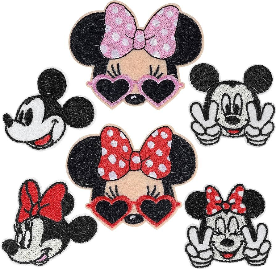 6PCS Cartoon Mouse Patches for Clothing, Iron On/Sew On Decorative Repair Embroidered Patches for... | Amazon (US)