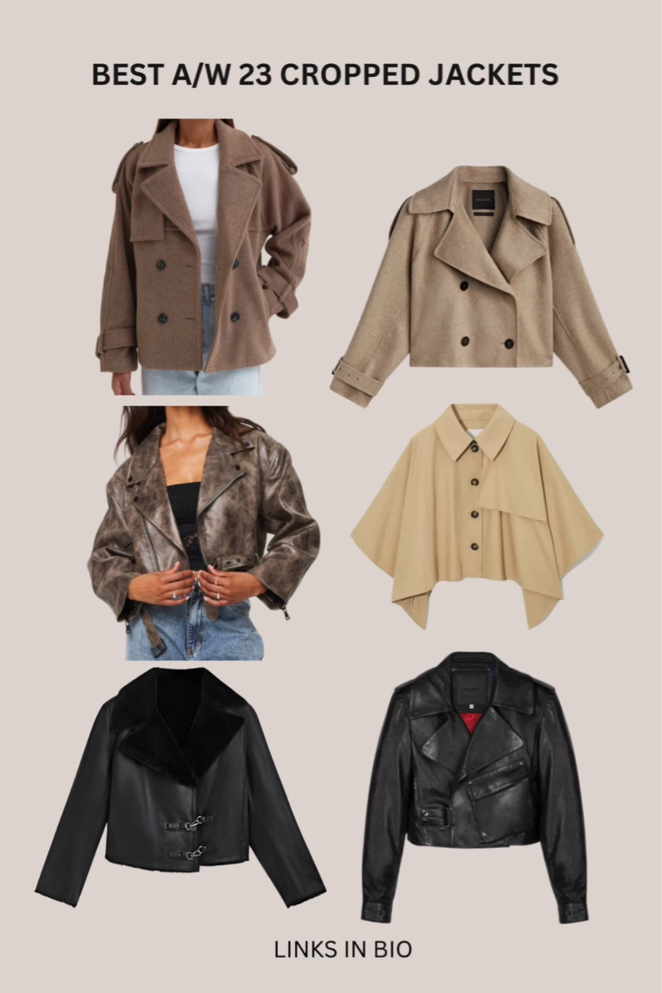 A/w23 cropped jackets. Autumn winter fashion is incomplete without a couple of good coats

Other coats out of stock links
https://www.bodaskins.com/products/cropped-blouson-black?variant=40127252135990&keyword=cropped%20

https://4thandreckless.com/products/mocha-double-breasted-jacket-olwen

https://www.massimodutti.com/gb?q=6405%2F506&filter=section_facet%3A%22WOMEN%22

https://princesspolly.co.uk/products/staten-island-jacket-chocolate

#LTKSeasonal #LTKover40 #LTKfindsunder50