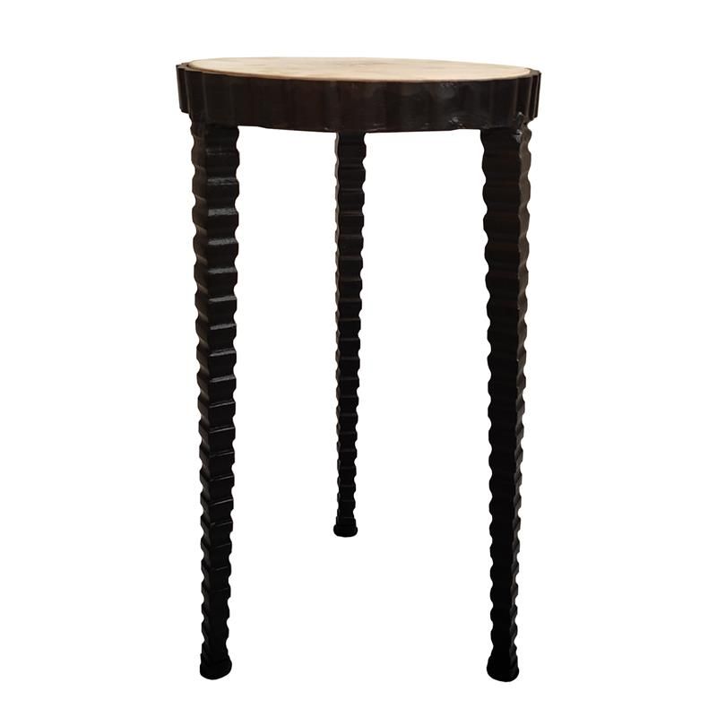 22 Inch Round Wooden Side Table with Tapered Tripod Base  Brown and Black | Walmart (US)