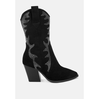 Rag & CO Womens Rambler Rhinestones Embellished Calf Boots 7 | Target
