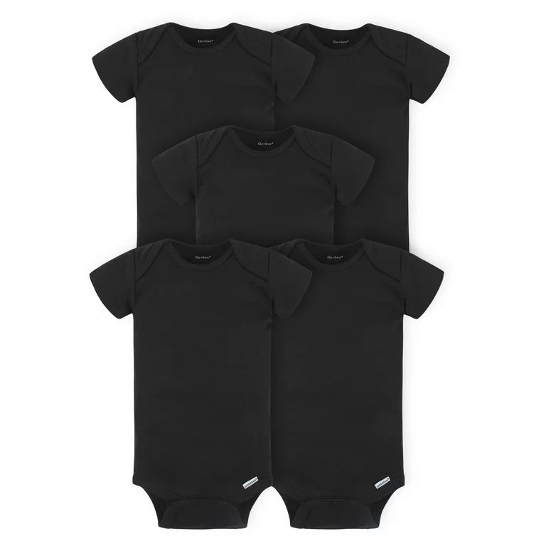 Gerber Baby Girl or Boy Gender Neutral Onesies Brand Cotton Rib Bodysuits, 5-Pack | Walmart (US)