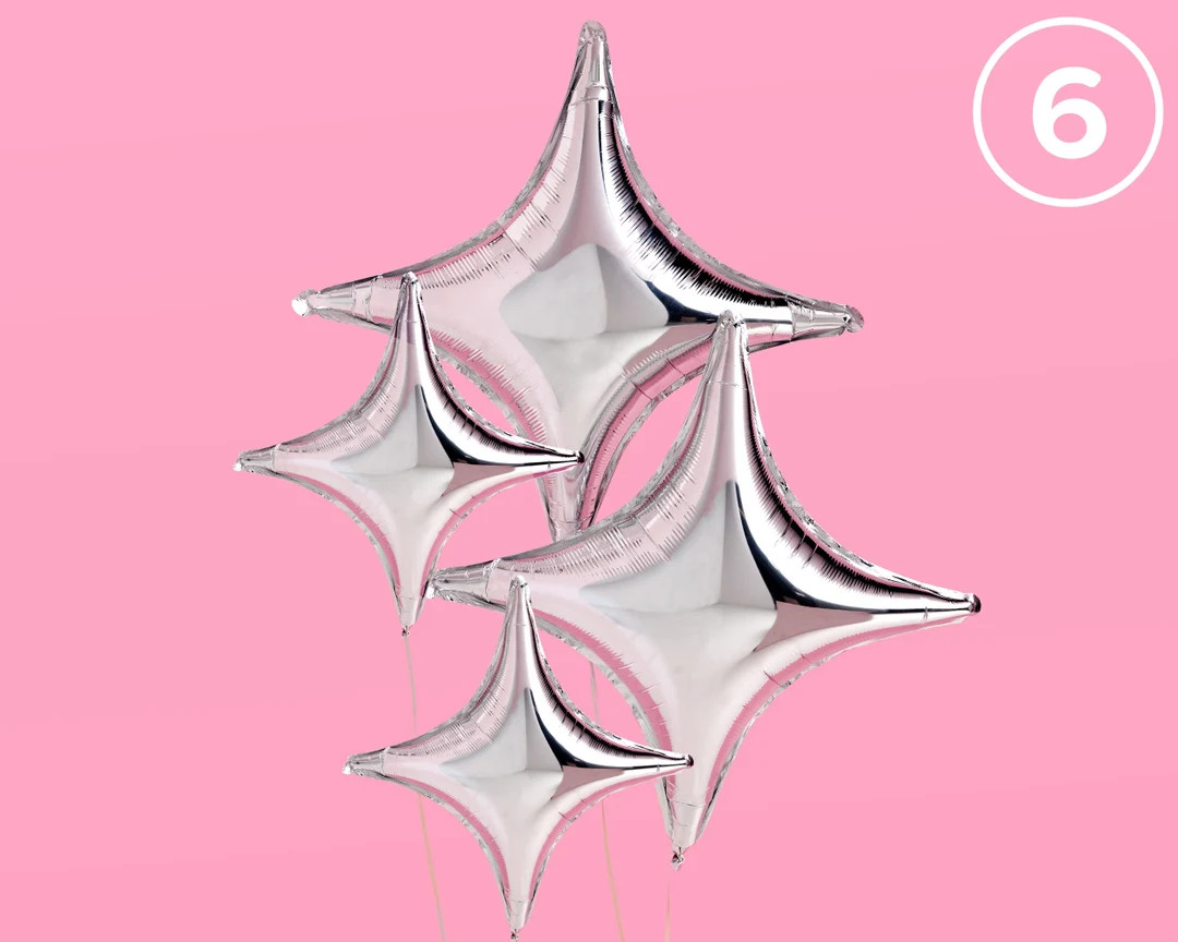 Silver Sparkle Foil Birthday Balloon 6 Pc Bday Party Decorations, Bachelorette, Graduation, Cute,... | Etsy (US)