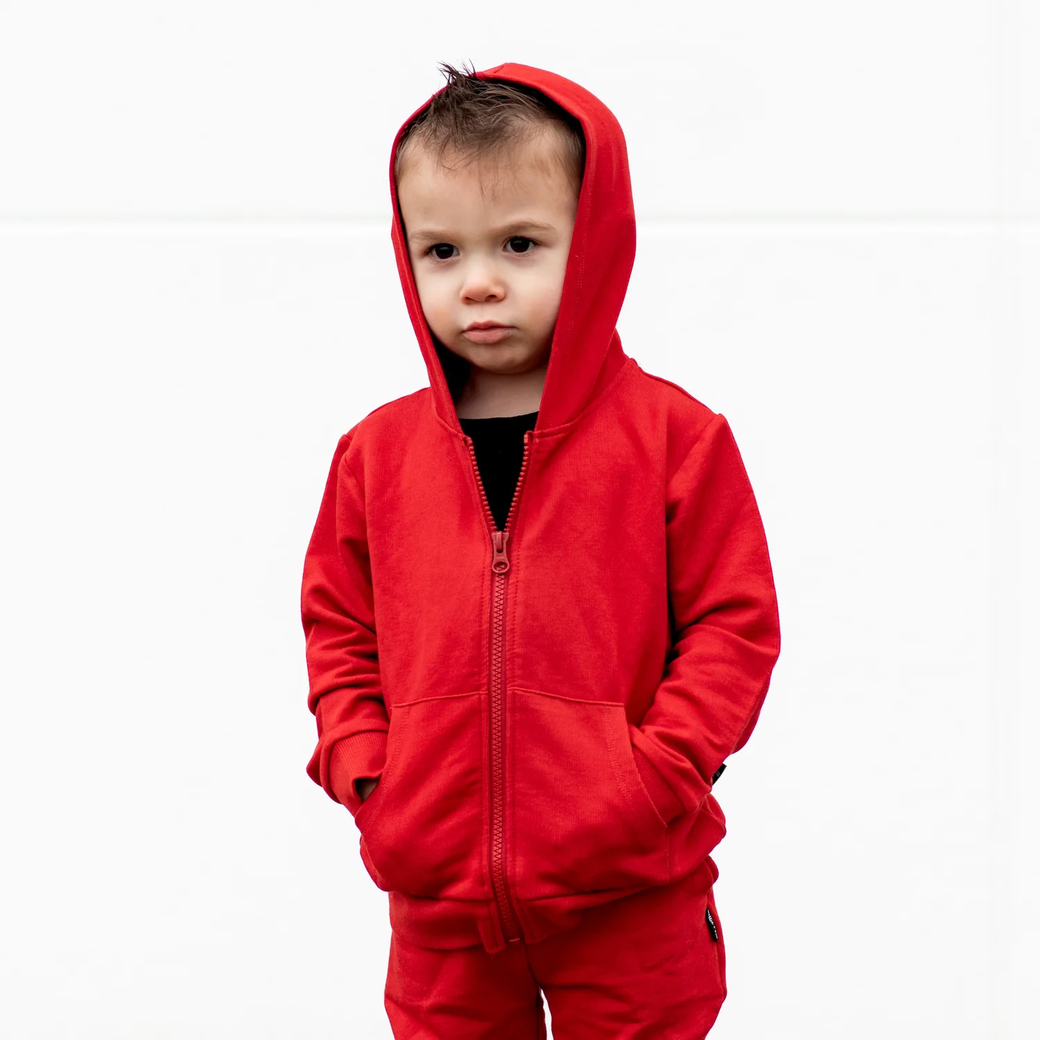 ZIP HOODIE- Red Bamboo French Terry | millie + roo