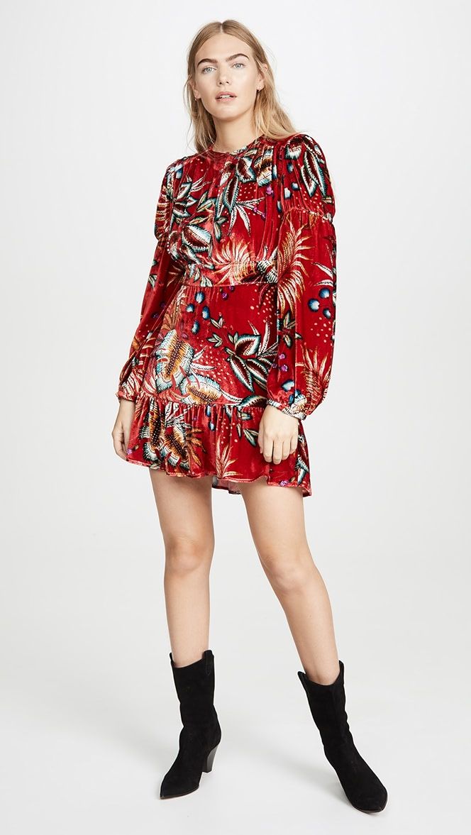 Winter Leaf Velvet Dress | Shopbop