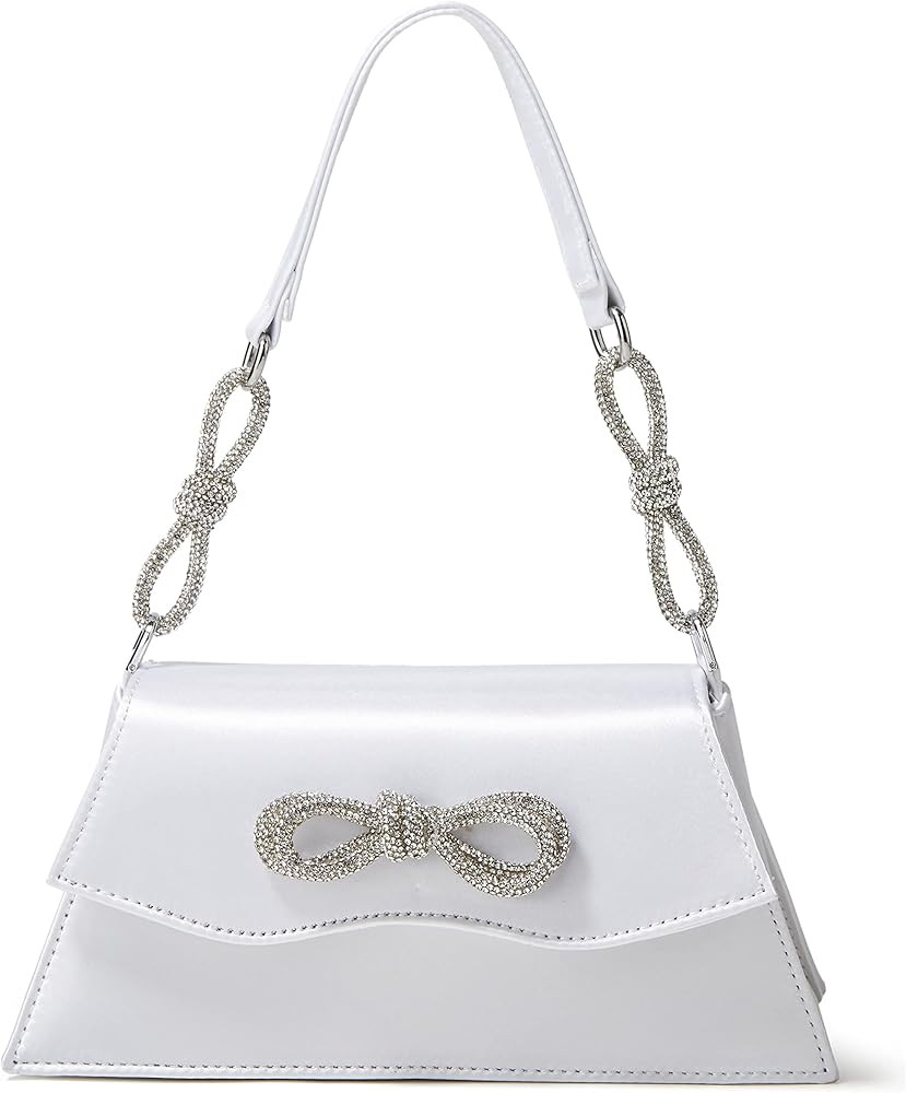 Double Bow Rhinestone Evening Handbag for Women Mini Hobo Bag Tote Bag Elegant Purses for Wedding... | Amazon (US)