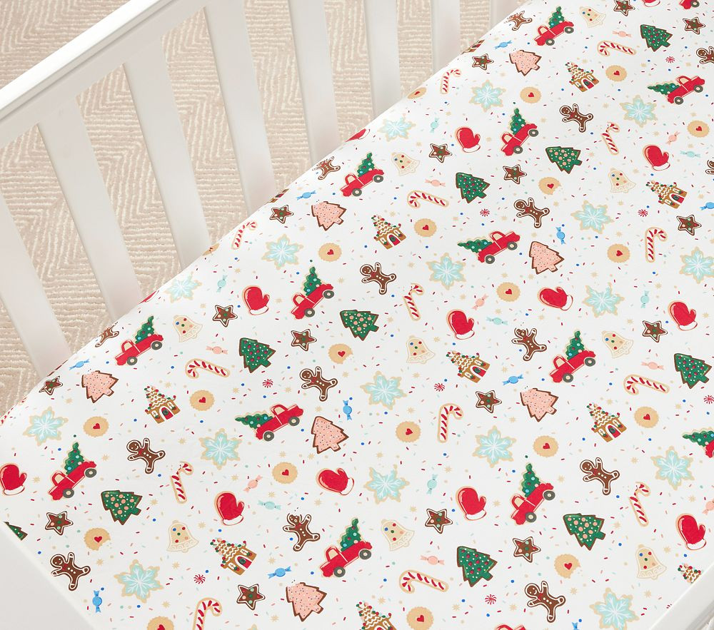 Rifle Paper Co. Christmas Cookies Organic Crib Fitted Sheet | Pottery Barn Kids