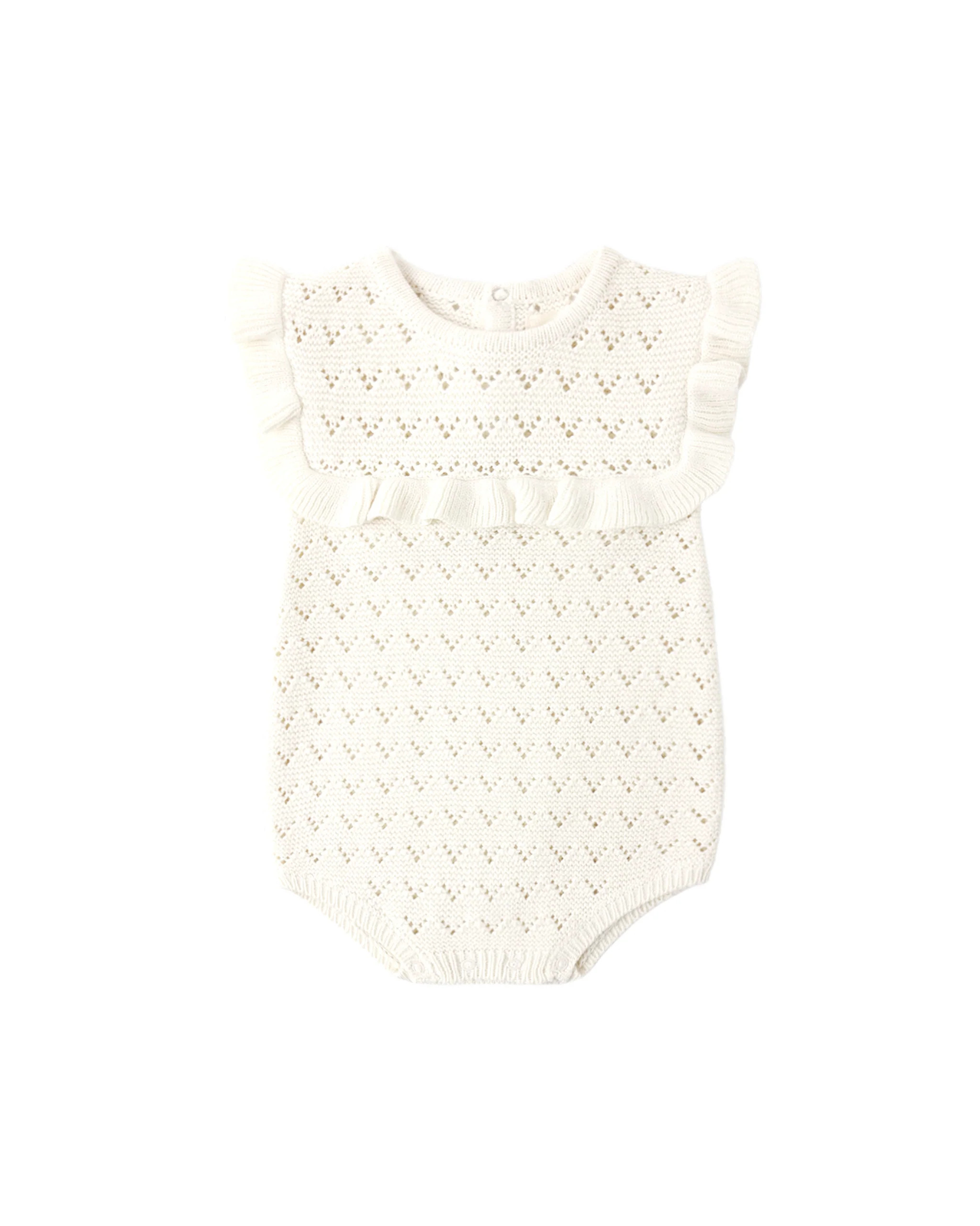 RYLEE + CRU POINTELLE RUFFLE ROMPER NATURAL | Persnickety
