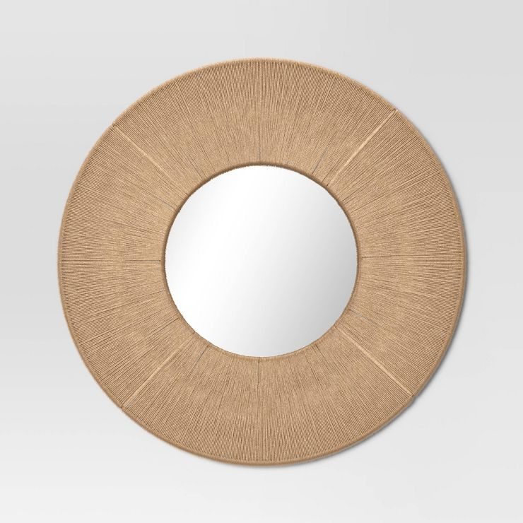30" Round Jute Macrame Woven with 15" Round Mirror Wall Décor Brown - Threshold™ | Target