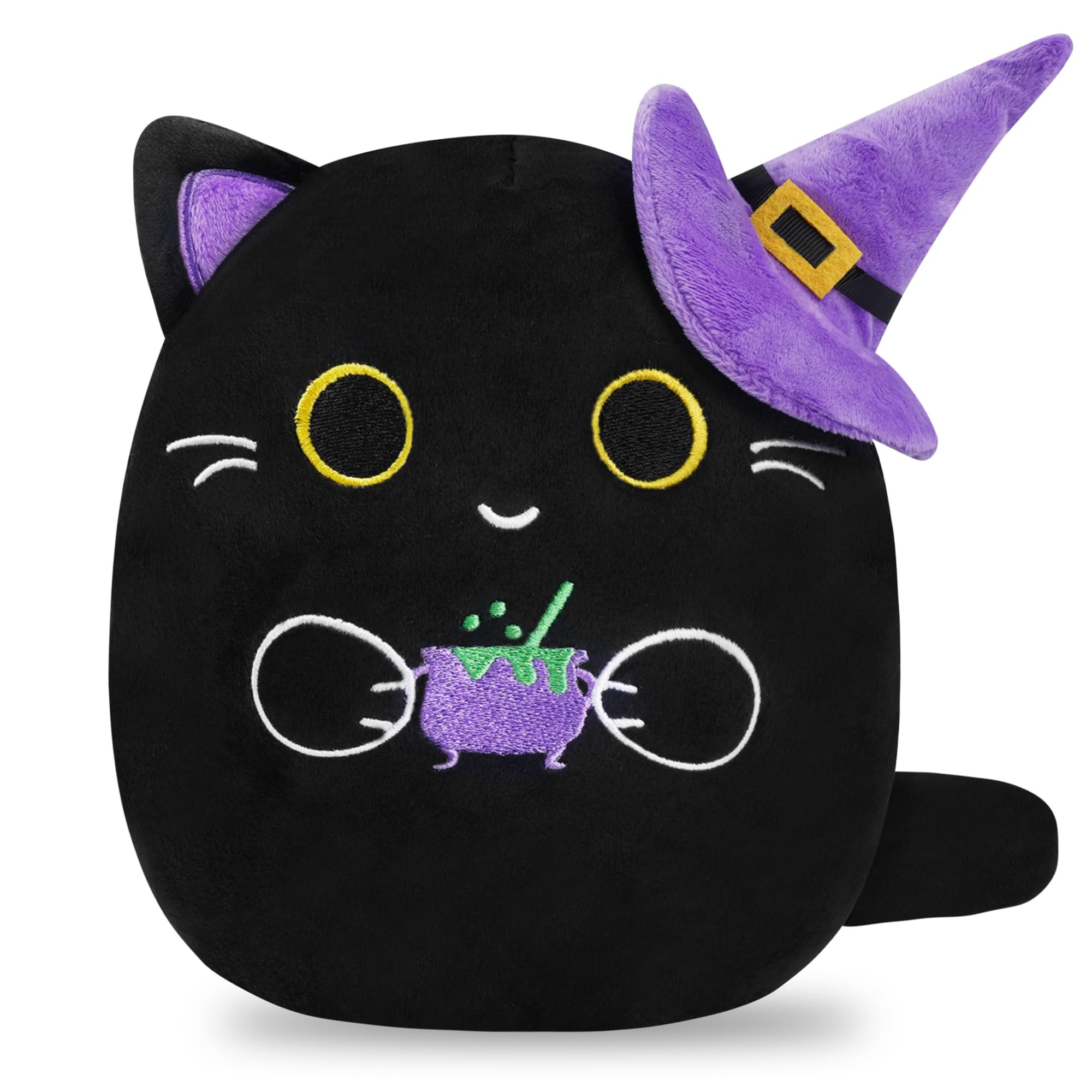 Halloween Stuffed Animal Plush Toy - 8 Inch Black Cat with Wizard Hat Plush Pillow Soft, Cute Stu... | Amazon (US)