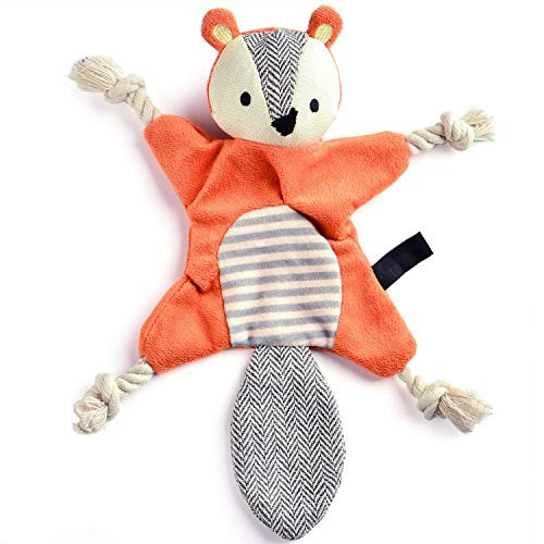 Vitscan Stuffless Dog Toys for Puppy, Crinkle Squeaky Dog Chew Toys Squirrel Plush Dog Toy with Rope | Amazon (US)