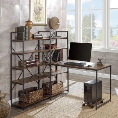 2 Piece L-Shape Writing Desk Office Set with Hutch Inbox Zero | Wayfair North America