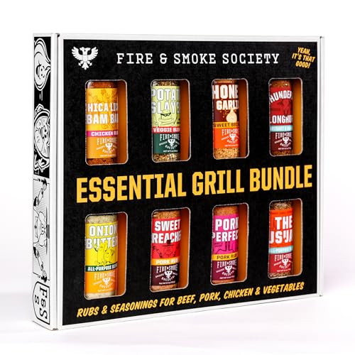 Fire & Smoke Society Essential Grill Variety Pack | BBQ Rubs and Seasonings, Grilling Gifts for Fathers Day, Mens Gifts | Steak Seasoning, Chicken, Burgers, Pulled Pork | Large Spices Set (8-Pack) | Amazon (US)