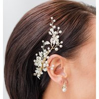 Pearl Bridal Hair Clip, Gold Wedding Crystal Comb, Clip For Bride, Piece, Bailee | Etsy (US)