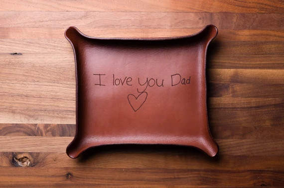 YOUR HANDWRITING Leather Catchall - Large, Brown (catchall, valet tray, personalized, custom gift... | Etsy (US)