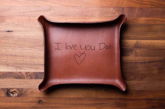 YOUR HANDWRITING Leather Catchall - Large, Brown (catchall, valet tray, personalized, custom gift... | Etsy (US)