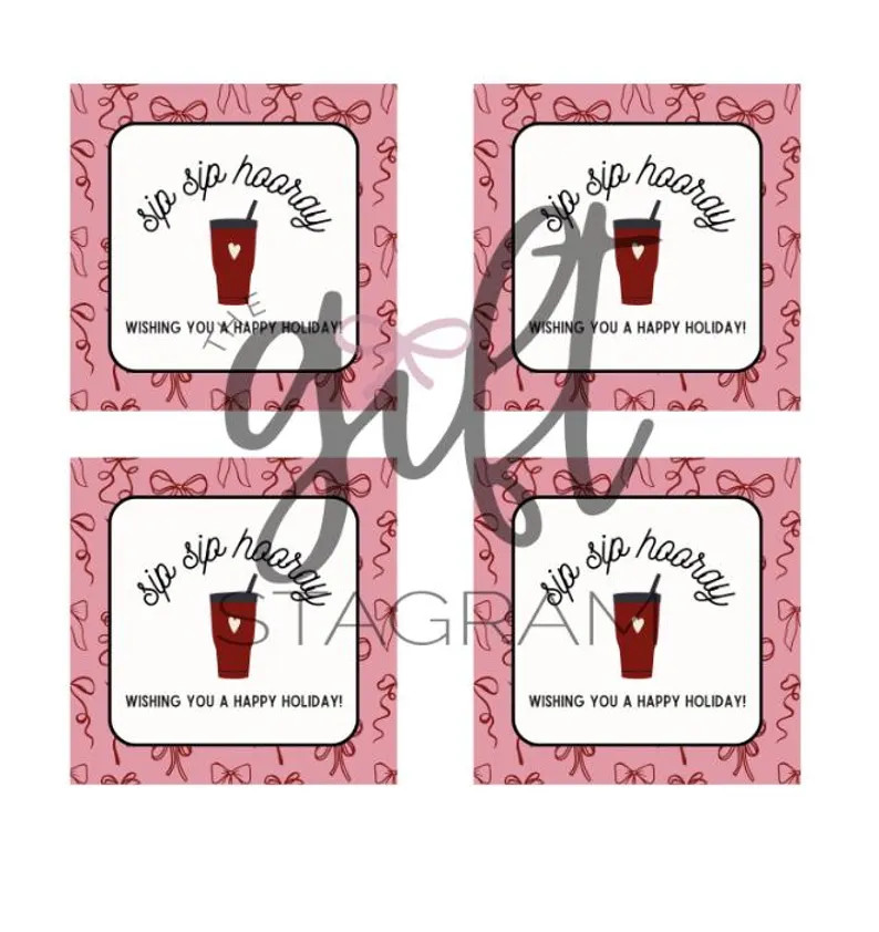 Sip Sip Hooray Wishing You A Happy Holiday Gift Tag DIGITAL DOWNLOAD Mimosa Christmas Gift Tag Ch... | Etsy (US)