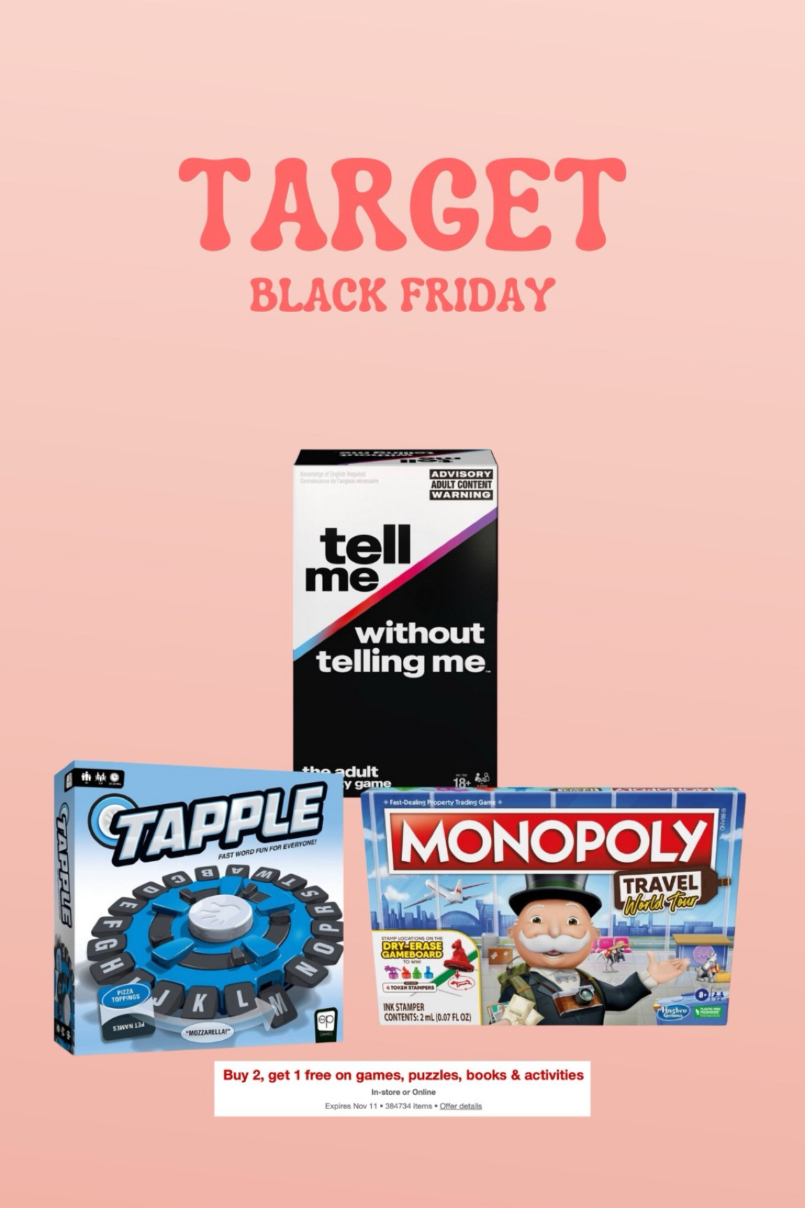 Target buy 2, get 1 FREE games! In-store and online. #targetfind #blackfridaydeal

#LTKsalealert #LTKHolidaySale #LTKfamily