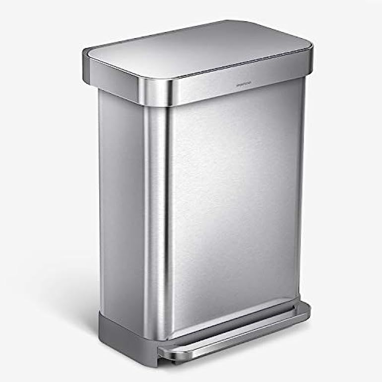 simplehuman 55 Liter / 14.5 Gallon Rectangular Hands-Free Kitchen Step Trash Can with Soft-Close ... | Amazon (US)