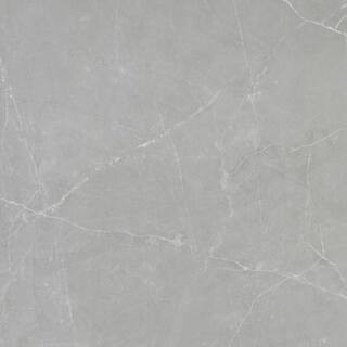 EMSER TILE Sterlina Gray 23.62 in. x 23.62 in. Polished Marble Look Porcelain Floor and Wall Tile... | The Home Depot