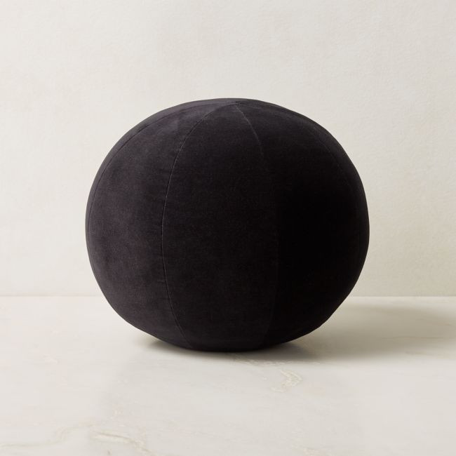Terre Black Velvet Sphere Throw Pillow 12 | CB2
