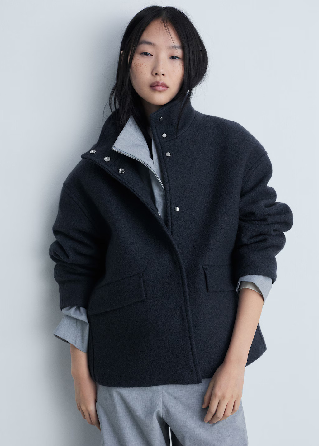 Turtleneck wool jacket - Women | MANGO USA | Mango (US/MX/AU)