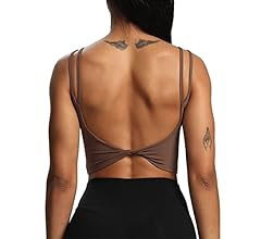 Aoxjox Women's Workout Sports Bras Fitness Padded Backless Yoga Crop Tank Top Twist Back Cami | Amazon (US)
