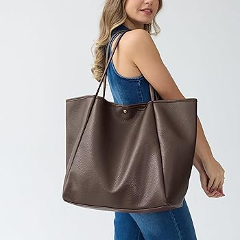 Oversize Pu Leather Tote Women Weekender Bag Shopper Handbag Travel Purse | Amazon (US)
