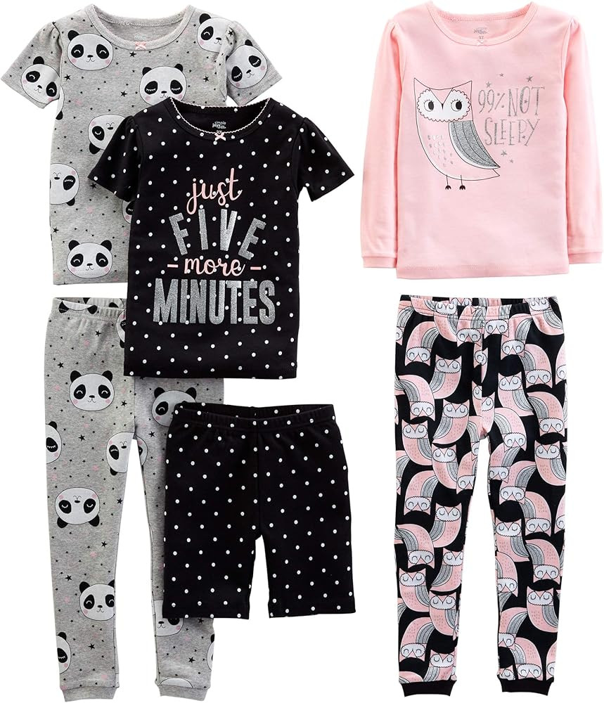 Simple Joys by Carter's Girls' 6-Piece Snug Fit Cotton Pajama Set | Amazon (US)