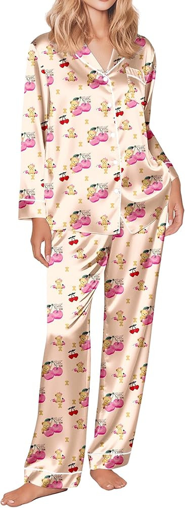 Ekouaer Silk Satin Pajama Set for Womens Button Up Long Sleeve Pjs Sleepwear Soft 2 Piece Loungew... | Amazon (US)