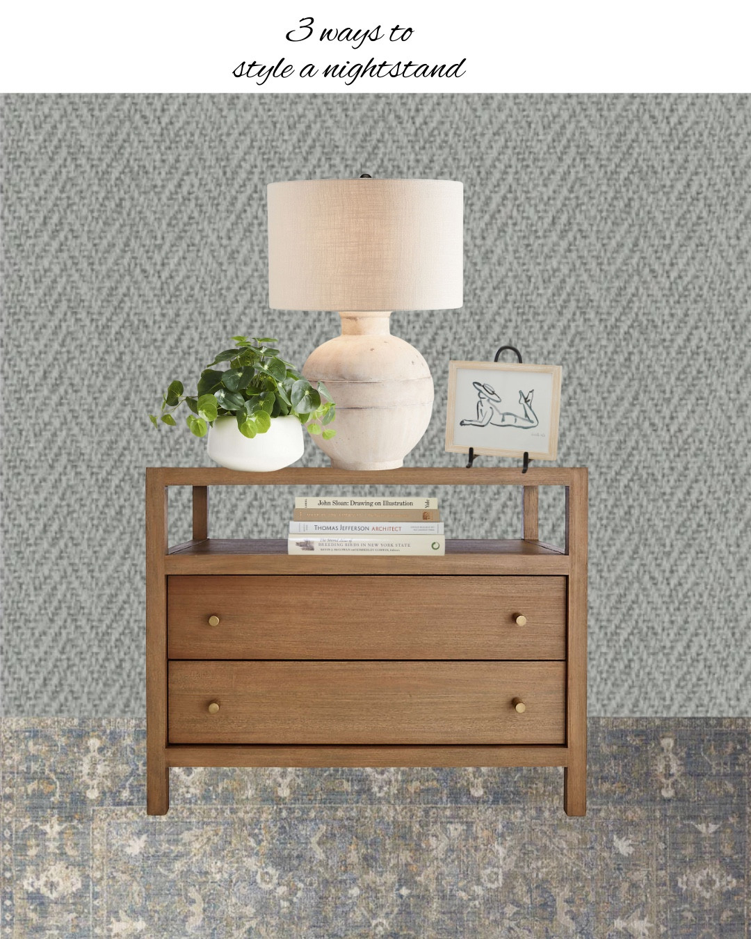 A beautifully styled nightstand + a statement wallpaper = the ultimate bedroom upgrade! Here’s how to style your space effortlessly:

1️⃣ Minimal & Modern – Keep it sleek with a neutral lamp, a simple tray for essentials, and a statement piece like a sculptural vase. Pair it with a subtle tonal wallpaper to add depth without overwhelming the space. 

2️⃣ Cozy & Layered – Stack a few books, add a warm-toned lamp, and bring in softness with a small plant or flowers. A moody soft fabric-inspired wallpaper makes the perfect cozy backdrop.

3️⃣ Balanced & Functional – Play with height: a taller lamp, a framed print, and a stylish catch-all dish. A bold geometric or striped wallpaper behind the nightstand creates a stunning focal point.

Wallpaper instantly elevates the whole vibe—would you go bold or keep it soft? 

#LTKHome #LTKStyleTip