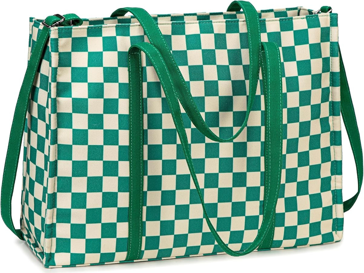 Laptop Tote Bag for Women Work 15.6 inch Canvas Shoulder Bags Computer Messenger Purse Teacher Ha... | Amazon (US)