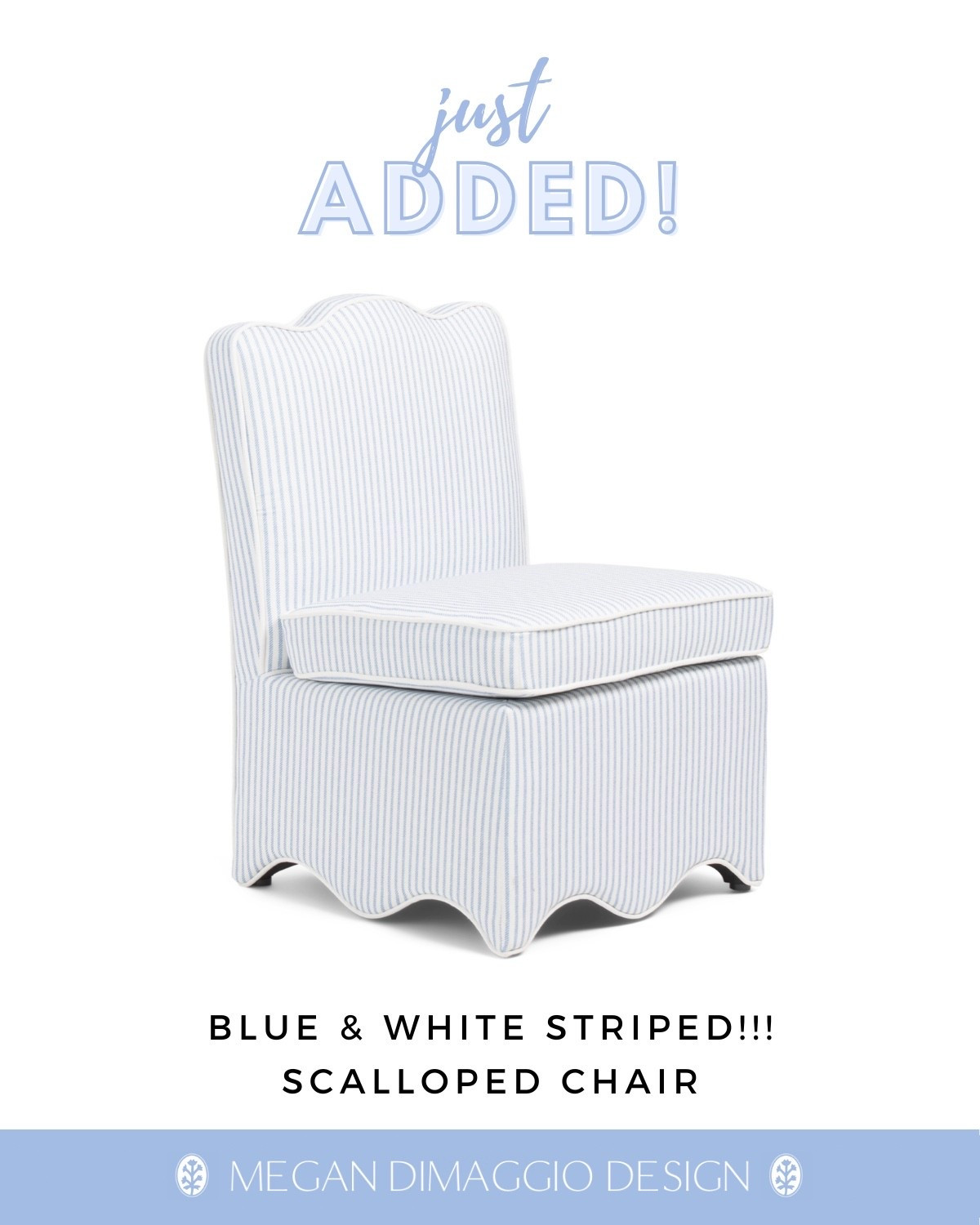 Has to be my favorite version of the best selling scalloped slipper chair!! Stunning in this blue and white stripe and perfect for a coastal home entry way, office or bedroom!! 😍🙌🏻🤍 Will go fast!! Snag one or a pair before it’s gone!

#LTKHome #LTKSaleAlert