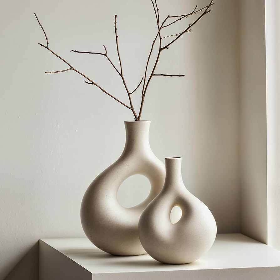 NOBULA White Ceramic Donut Vases – Contemporary Vases for Home Decor, Office & Table Centerpiec... | Amazon (US)