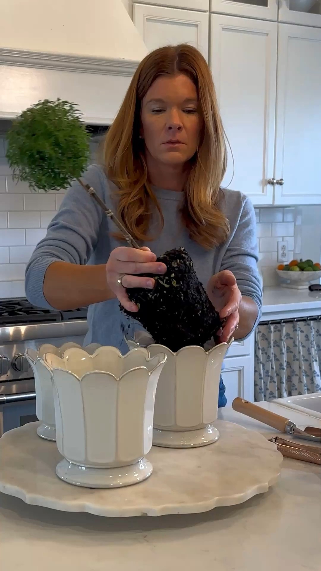 This made me happy. I’ve always wanted a toy collection so I decided to go ahead and start one. I found these live Myrtle  topiaries on Etsy and I love these darling scalloped pots. Now to keep them alive!! 