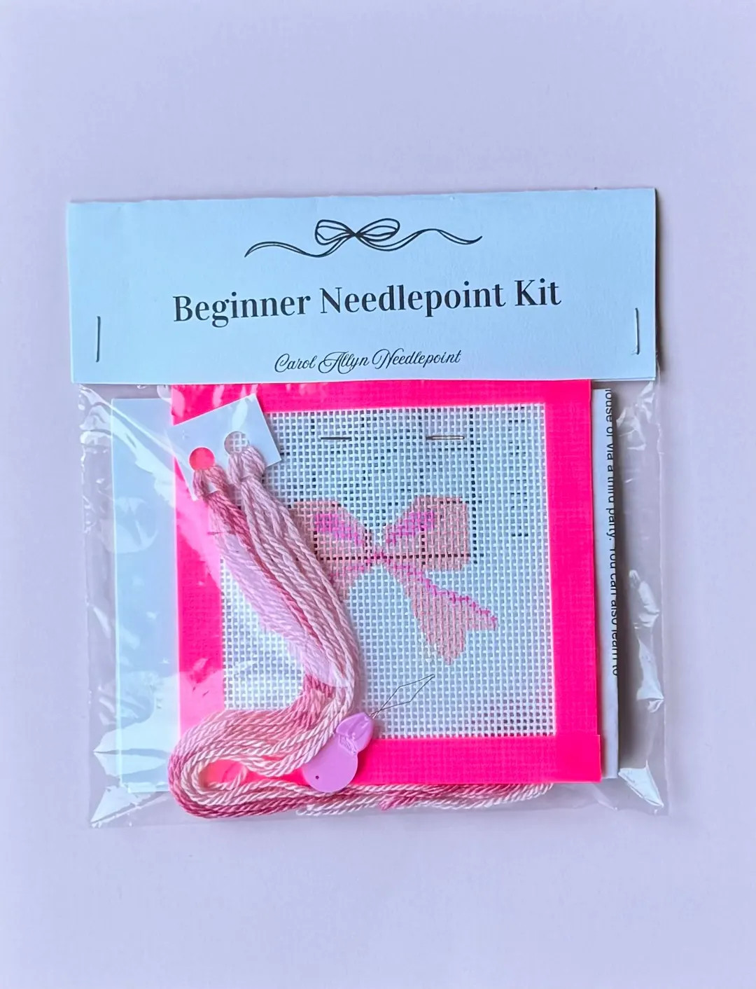 Starter DIY Needlepoint Kit- MINI BOW 13 Mesh Handmade Painted Canvas, Threads, and Supplies for ... | Etsy (US)