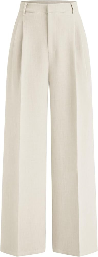 CIDER Work Pants Women Mid Waist Straight Leg Trousers Dress Business Casual Office Pants with Po... | Amazon (US)