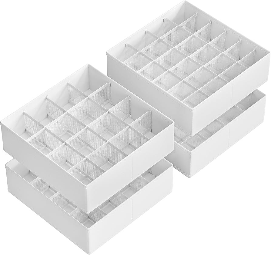 SONGMICS Set of 4 Drawer Organizers, Closet Organizers for Underwear, 80 Cells, Foldable Sock Hol... | Amazon (US)